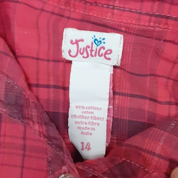 Justice size 14 pink ombre plaid long sleeve shirt - Picture 2 of 2